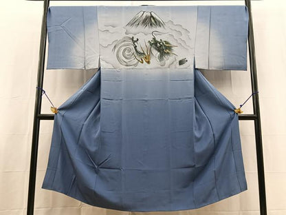 平和屋着物●男性　紬　単衣　アンサンブル　長襦袢(袷)セット　長羽織　幾何学文様　正絹　逸品　BAAX3674yc