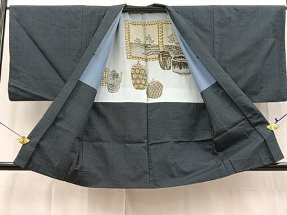 平和屋着物■男性　本場大島紬　アンサンブル　80亀甲　総詰め　正絹　逸品　BAAX3675yc