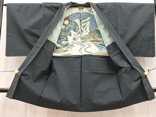 平和屋着物■男性　本場大島紬　アンサンブル　長羽織　80亀甲　総詰め　正絹　逸品　BAAX3679yc