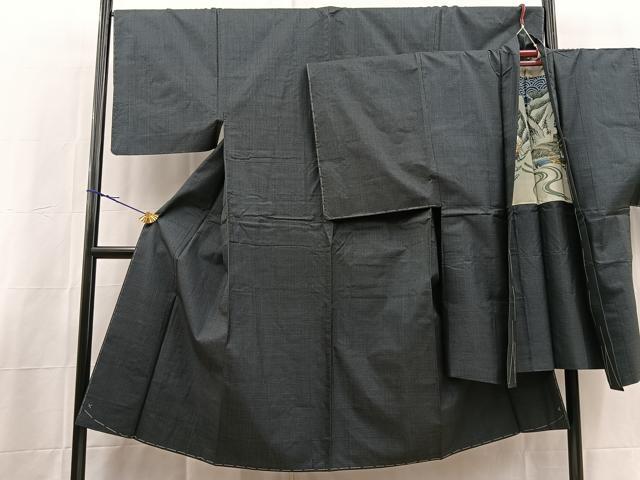 平和屋着物■男性　本場大島紬　アンサンブル　長羽織　80亀甲　総詰め　正絹　逸品　BAAX3679yc