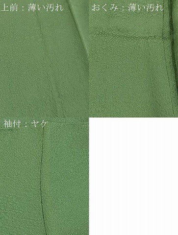 平和屋着物■上質な色無地　草花地紋　緑青色　正絹　逸品　未使用　BAAX3680yc