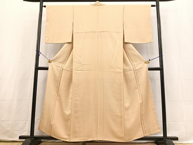 平和屋着物■上質な色無地　紗綾形地紋　肌色　正絹　逸品　未使用　BAAX3684yc