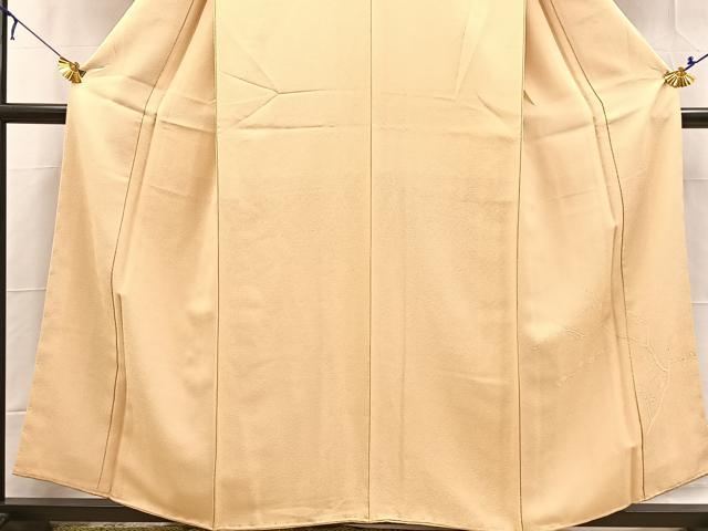 平和屋着物■上質な色無地　紗綾形地紋　肌色　正絹　逸品　未使用　BAAX3684yc