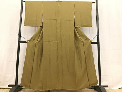 平和屋着物■上質な色無地　霞地紋　根岸色　正絹　逸品　BAAX3685yc