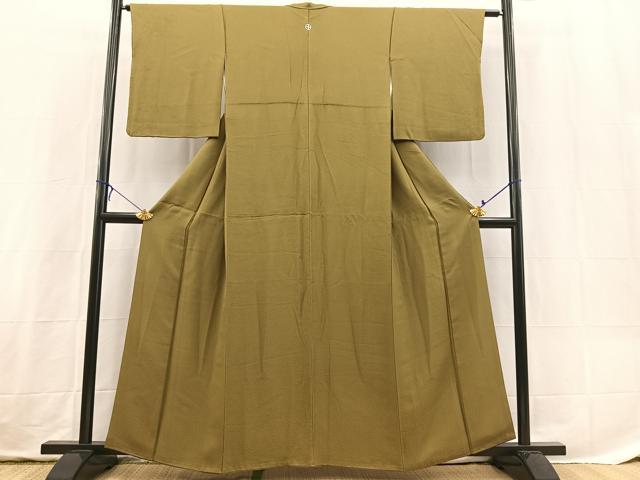 平和屋着物■上質な色無地　霞地紋　根岸色　正絹　逸品　BAAX3685yc