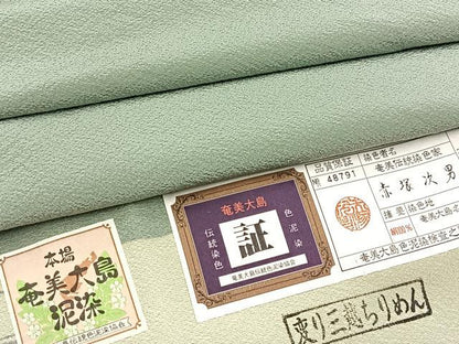 平和屋着物●上質な色無地　赤塚次男　泥染　柳鼠色　証紙付き　正絹　逸品　BAAX3688yc