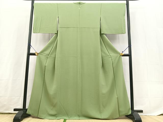 平和屋着物●上質な色無地　老竹色　正絹　逸品　BAAX3691yc