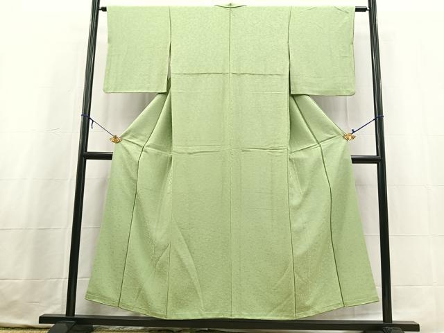 平和屋着物■上質な色無地　宝尽くし地紋　山葵色　正絹　逸品　BAAX3692yc