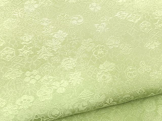 平和屋着物■上質な色無地　宝尽くし地紋　山葵色　正絹　逸品　BAAX3692yc