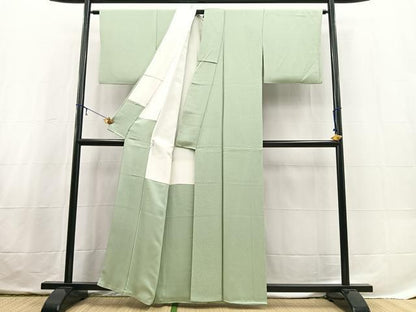 平和屋着物■上質な色無地　紗綾形地紋　柳鼠色　正絹　逸品　BAAX3693yc