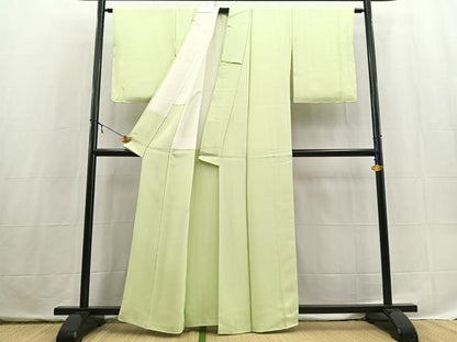 平和屋着物■上質な色無地　若芽色　正絹　逸品　BAAX3696yc