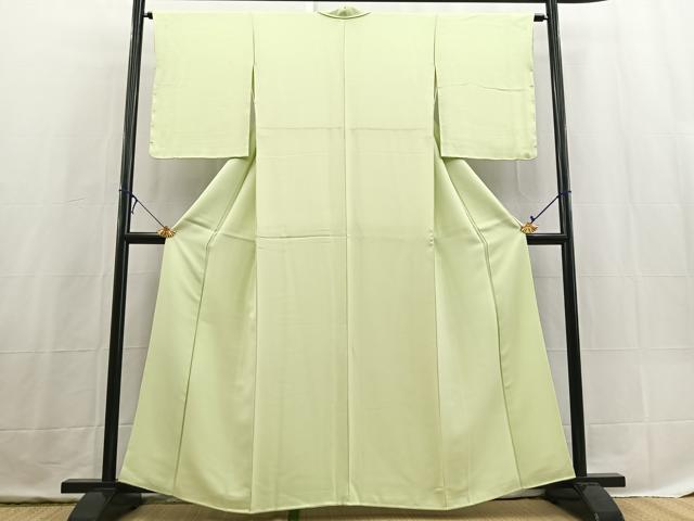 平和屋着物■上質な色無地　若芽色　正絹　逸品　BAAX3696yc