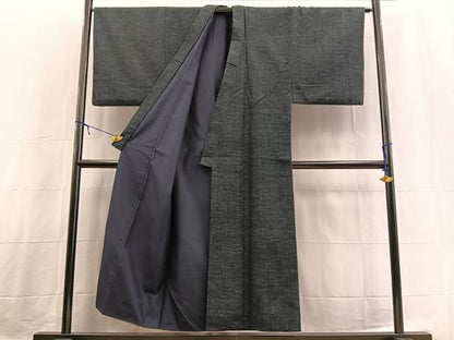 平和屋着物■男性　紬　アンサンブル　長羽織　霞文　正絹　逸品　BAAX3701yc