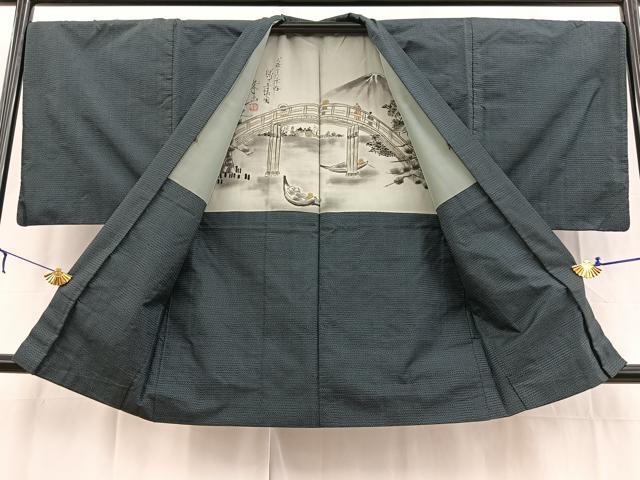 平和屋着物●男性　本場大島紬　アンサンブル　長襦袢(袷)セット　100亀甲　総詰め　正絹　逸品　BAAX3702yc