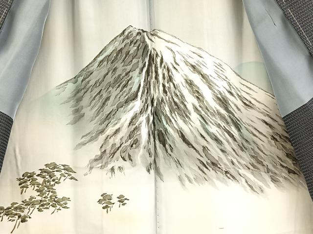 平和屋着物●男性　本場大島紬　アンサンブル　長襦袢(袷)セット　100亀甲　羽裏：富士　キングサイズ　正絹　逸品　BAAX3705yc