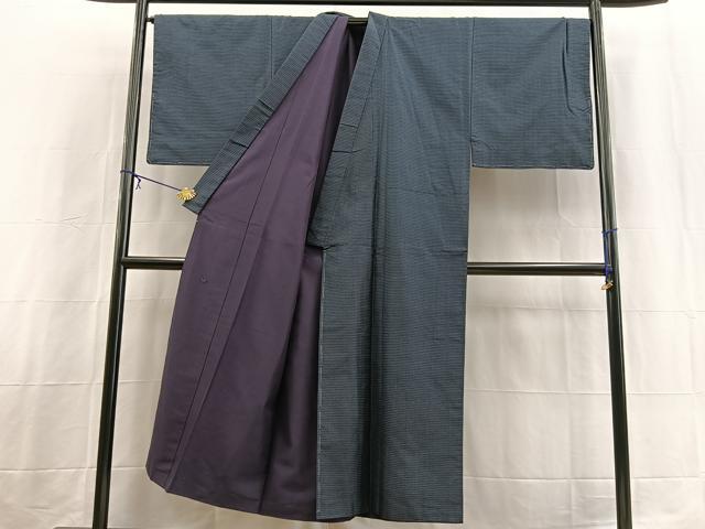 平和屋着物●男性　本場大島紬　アンサンブル　長襦袢(袷)セット　100亀甲　羽裏：富士　キングサイズ　正絹　逸品　BAAX3705yc