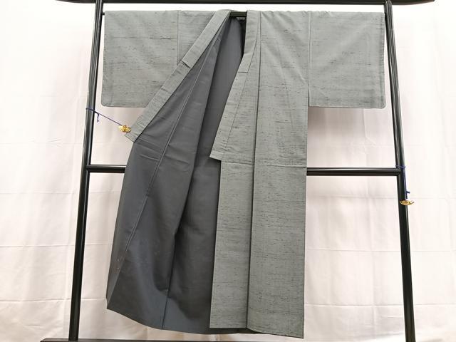 平和屋着物○男性 紬 アンサンブル 錫色 正絹 逸品 BAAX3710yc