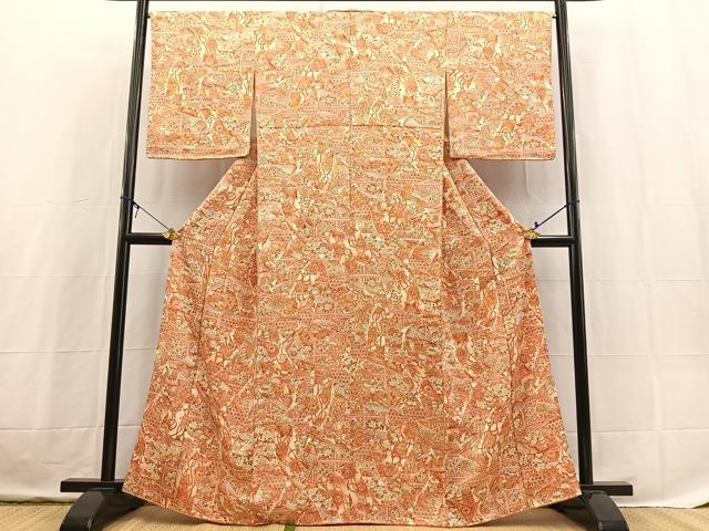 平和屋着物■上質な小紋　吉祥更紗花文　正絹　逸品　BAAX3712yc