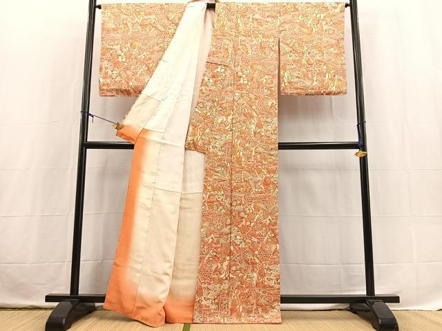 平和屋着物■上質な小紋　吉祥更紗花文　正絹　逸品　BAAX3712yc