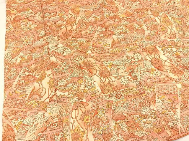 平和屋着物■上質な小紋　吉祥更紗花文　正絹　逸品　BAAX3712yc