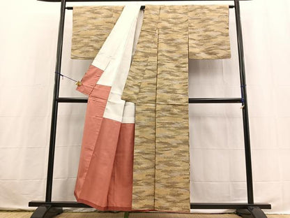平和屋着物■上質な紬　幾何学文様　正絹　逸品　BAAX3714yc