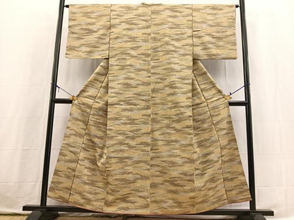 平和屋着物■上質な紬　幾何学文様　正絹　逸品　BAAX3714yc