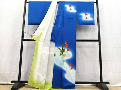 平和屋着物■訪問着　草花文　暈し染め　正絹　逸品　BAAX3721yc