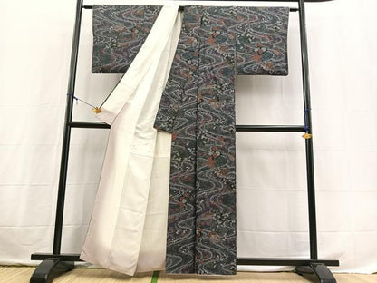 平和屋着物■上質な小紋　草花文　金彩　正絹　逸品　BAAX3724yc