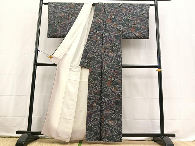平和屋着物■上質な小紋　草花文　金彩　正絹　逸品　BAAX3724yc