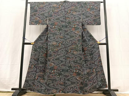 平和屋着物■上質な小紋　草花文　金彩　正絹　逸品　BAAX3724yc