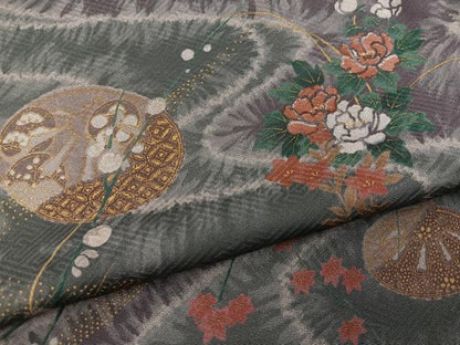 平和屋着物■上質な小紋　草花文　金彩　正絹　逸品　BAAX3724yc