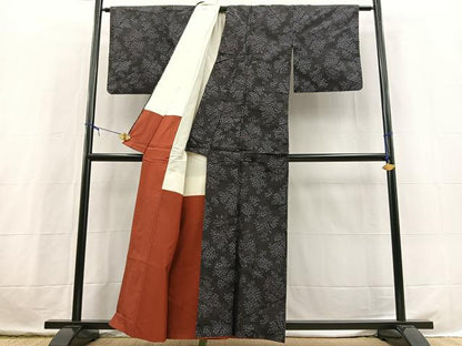 平和屋着物■本場大島紬　草花文　正絹　逸品　BAAX3725yc
