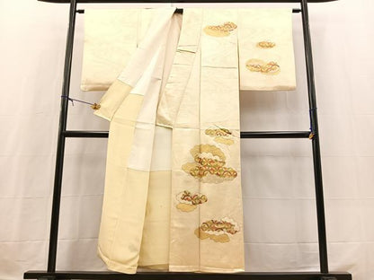 平和屋着物■訪問着　駒刺繍　雲取り青海波文　金彩　正絹　逸品　BAAX3726yc