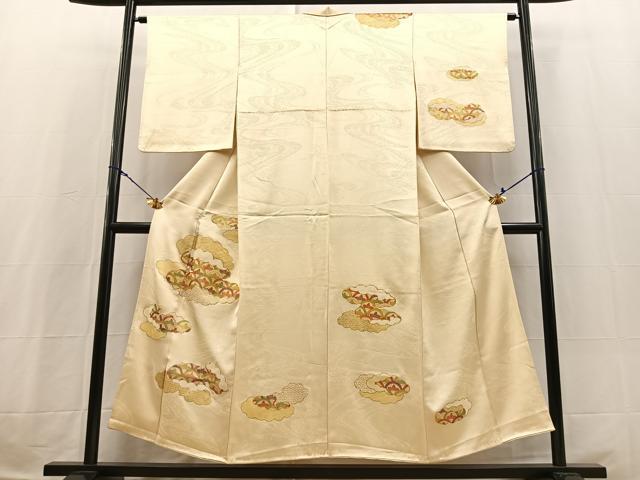 平和屋着物■訪問着　駒刺繍　雲取り青海波文　金彩　正絹　逸品　BAAX3726yc
