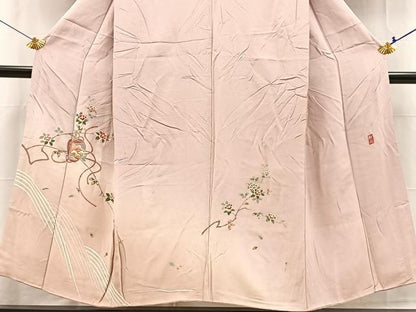 平和屋着物■訪問着　作家物　仕覆椿文　暈し染め　金彩　正絹　逸品　BAAX3727yc