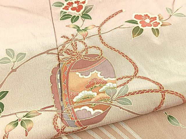 平和屋着物■訪問着　作家物　仕覆椿文　暈し染め　金彩　正絹　逸品　BAAX3727yc