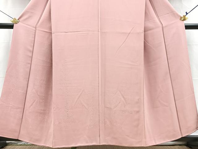 平和屋着物■豪華色留袖　色無地　草木地紋　退紅色　正絹　逸品　BAAX3728yc