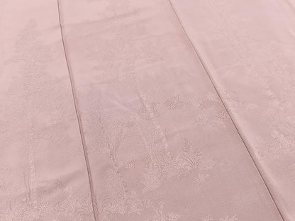 平和屋着物■豪華色留袖　色無地　草木地紋　退紅色　正絹　逸品　BAAX3728yc