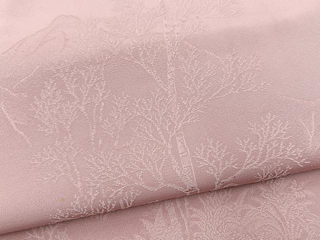 平和屋着物■豪華色留袖　色無地　草木地紋　退紅色　正絹　逸品　BAAX3728yc