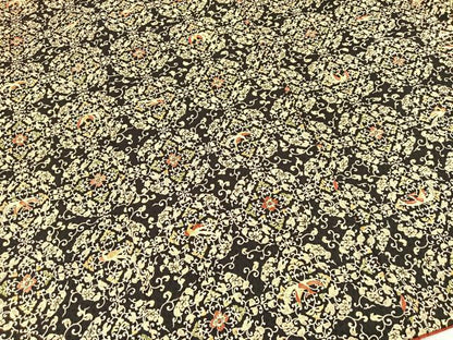 平和屋着物■上質な小紋　花鳥丸文　黒地　正絹　逸品　BAAX3729yc
