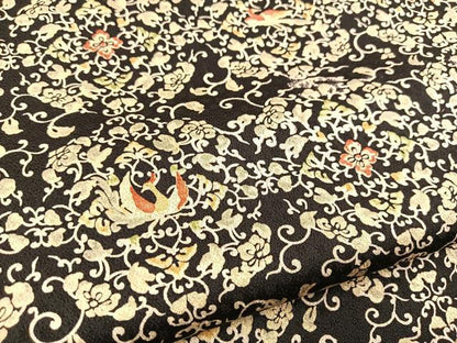 平和屋着物■上質な小紋　花鳥丸文　黒地　正絹　逸品　BAAX3729yc
