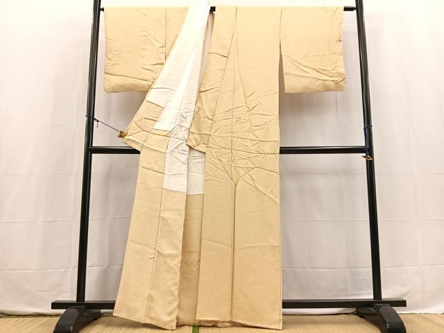 平和屋着物■上質な色無地　花尽くし地紋　蜂蜜色　正絹　逸品　BAAX3736yc