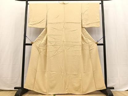 平和屋着物■上質な色無地　花尽くし地紋　蜂蜜色　正絹　逸品　BAAX3736yc