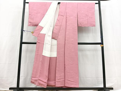 平和屋着物■上質な色無地　笠松地紋　長春色　正絹　逸品　未使用　BAAX3738yc