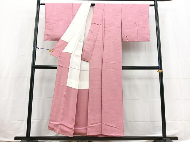 平和屋着物■上質な色無地　笠松地紋　長春色　正絹　逸品　未使用　BAAX3738yc