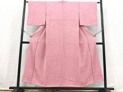 平和屋着物■上質な色無地　笠松地紋　長春色　正絹　逸品　未使用　BAAX3738yc