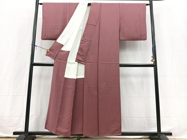 平和屋着物■上質な色無地　氷割れ地紋　浅蘇芳色　正絹　逸品　BAAX3739yc