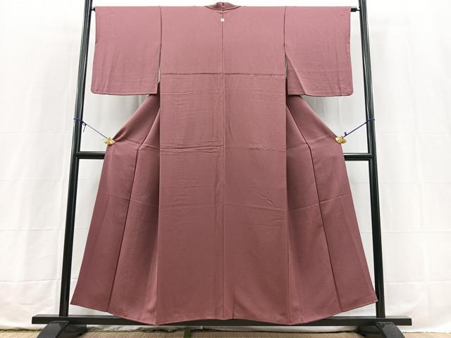 平和屋着物■上質な色無地　氷割れ地紋　浅蘇芳色　正絹　逸品　BAAX3739yc