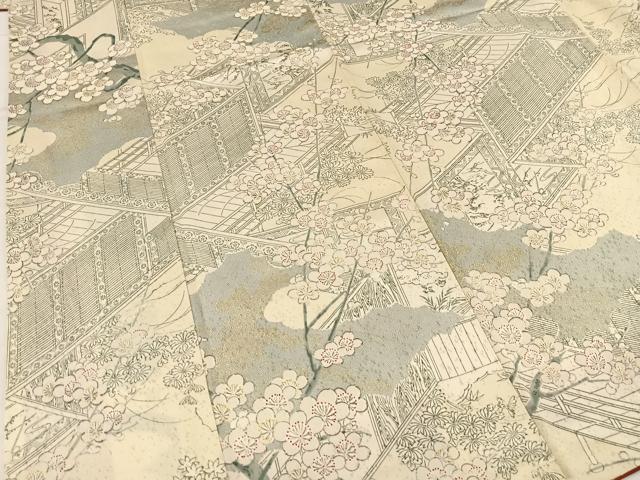 平和屋着物■上質な小紋　風景花文　金彩　正絹　逸品　BAAX3744yc