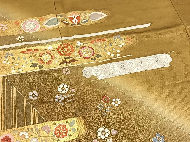 平和屋着物■訪問着　更紗花文　暈し染め　金彩　正絹　逸品　BAAX3745yc